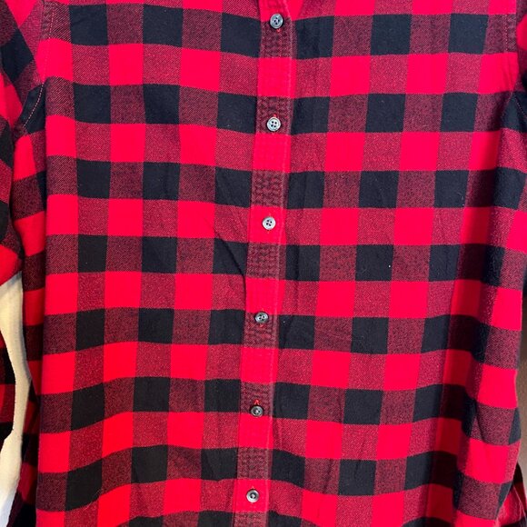 Lands End Flannel Shirt Womens 18 Red Black Buffalo Plaid Lumberjack Button Up - Picture 2 of 7